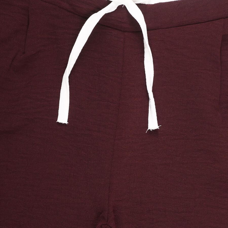 Girls' Deep Burgundy Relaxed Fit Wide-Leg Trousers, वाइन, large image number null