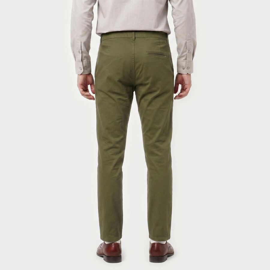 Men's Slim Fit Casual Trousers, ओलिव, large