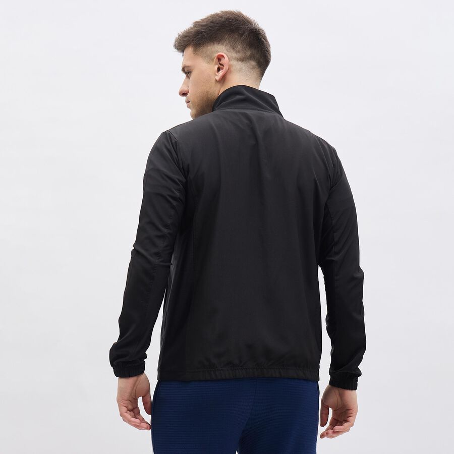 Men's Black High Neck Lightweight Jacket, काला, large image number null