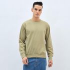 Men's Light Olive Green Crew Neck Casual Sweatshirt, हल्का हरा, small image number null
