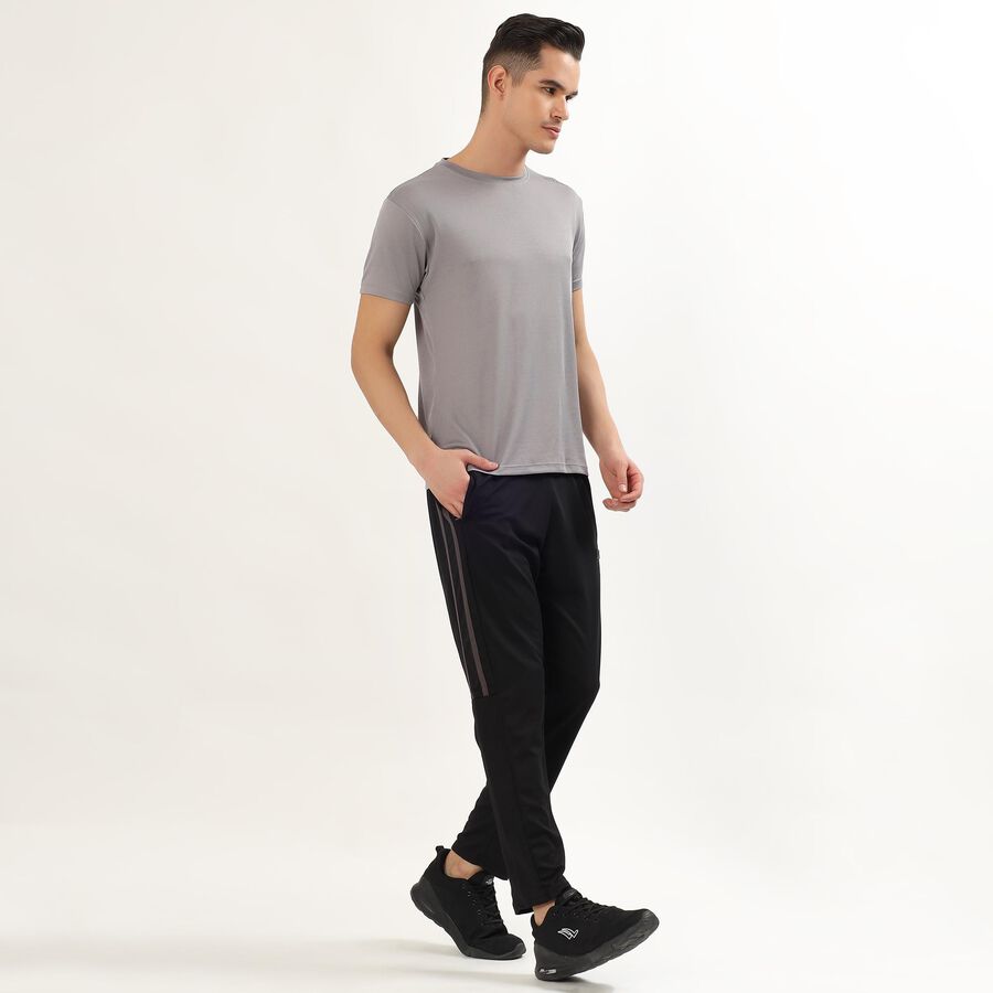 Men's Muted Grey Crew Neck Athleisure T-Shirt, Dark Grey, large image number null