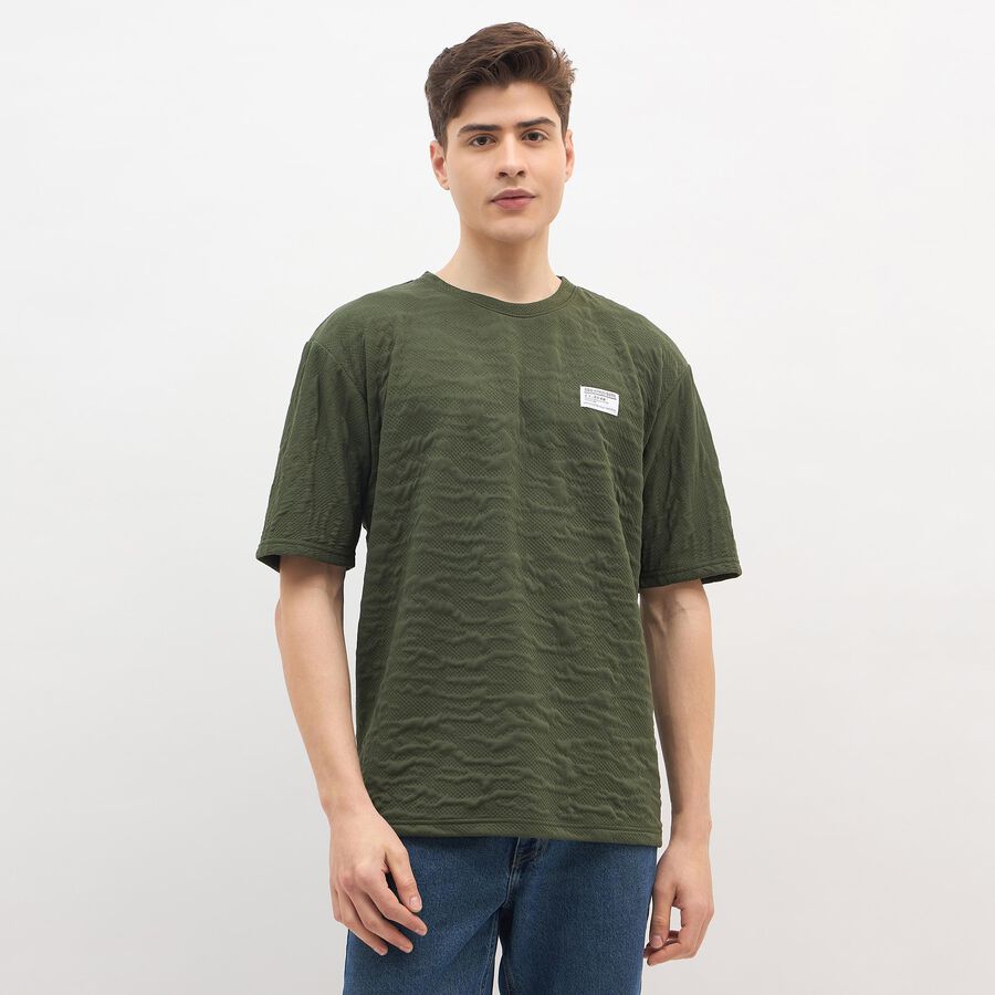 Men's Muted Olive Crew Neck Athleisure T-Shirt, Olive, large