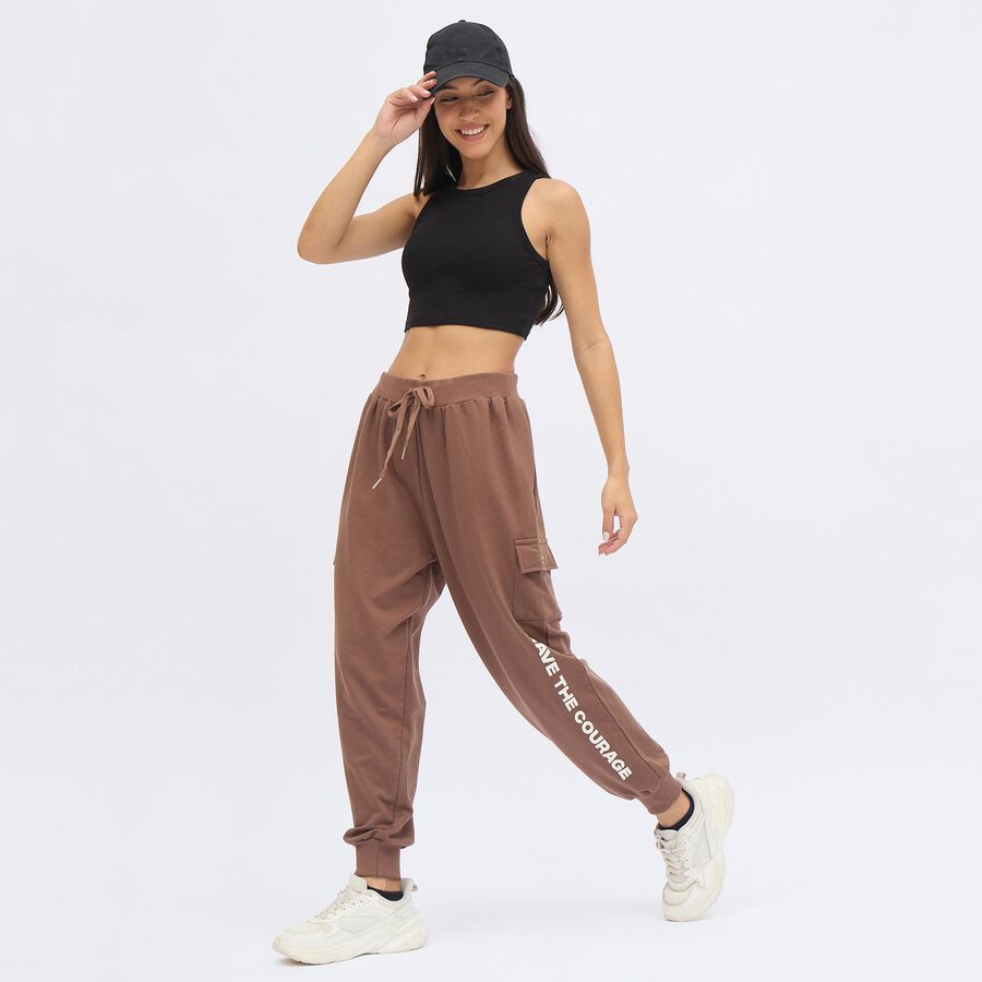 Women's Muted Brown Regular Fit Jogger Track Pants, Brown, large image number null