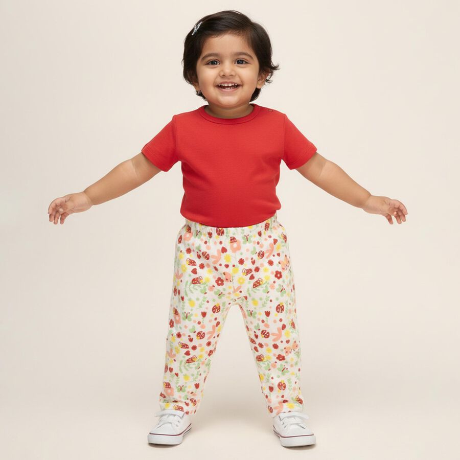 Infants' White Printed Cotton Blend Pyjama, ऑफ व्हाइट, large image number null