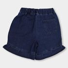 Girls' Dark Indigo Embroidered Ruffle Hem Shorts, गहरा नीला, small image number null