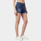 Women's Blue Regular Fit High-Rise Denim Shorts, मध्यम नीला, small