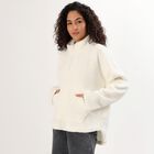 Women's Off-White Half-Zip Relaxed Fit Sweatshirt, ऑफ व्हाइट, small image number null