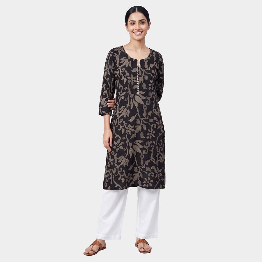 Women's Black Kurta, काला, large