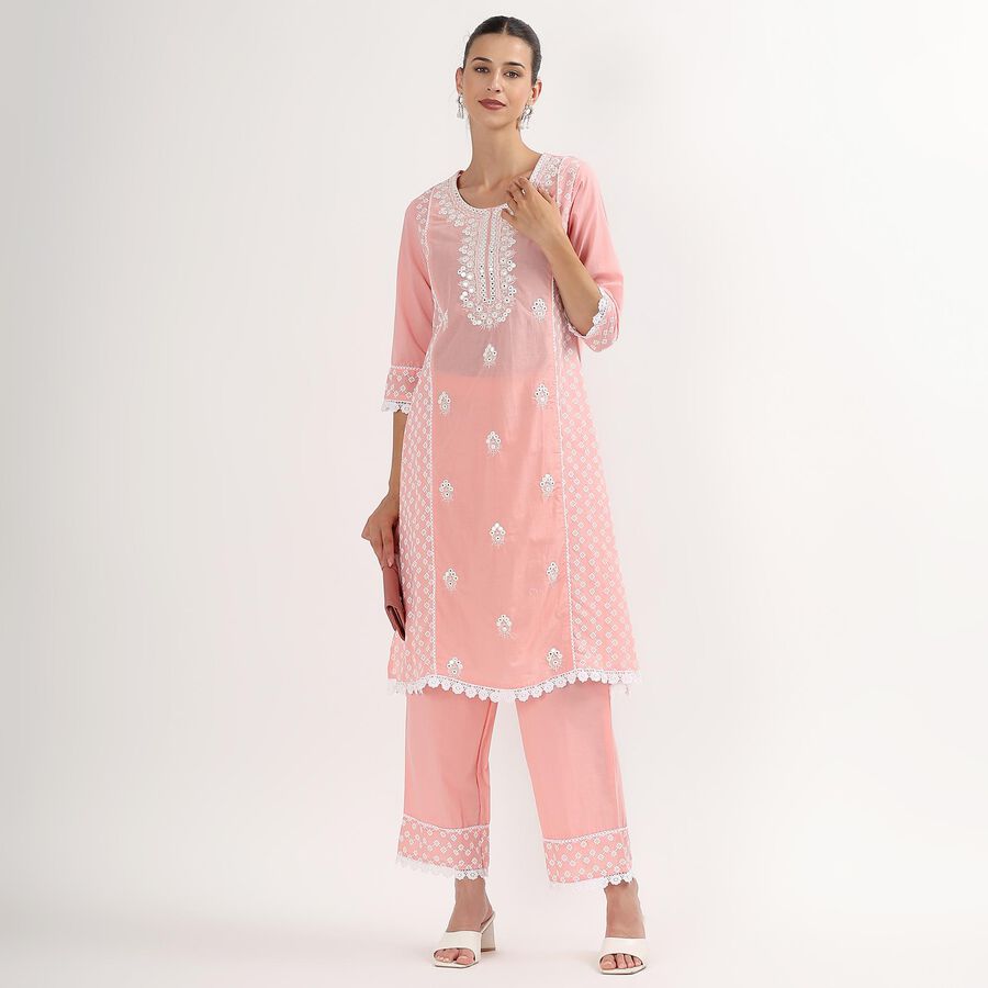Ladies' 100% Cotton Ethnic Set , Light Pink, large image number null