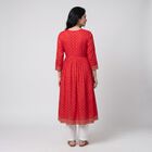 Women's Fuchsia Round Neck Embroidered Kurta, Fuchsia, small