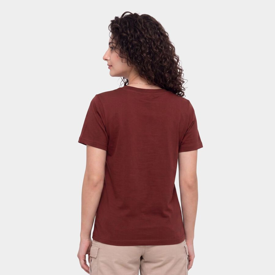 Women's Rust Round Neck Regular T-Shirt, रस्ट, large
