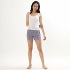 Women's Deep Purple Floral Printed Shorts, Purple, small image number null