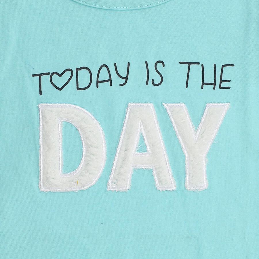 Girls' 100% Cotton T-Shirt, एक्वा, large image number null