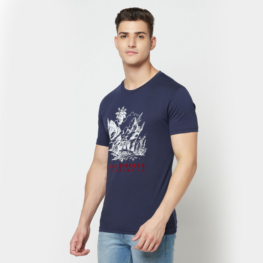 Round Neck T-Shirt, Navy Blue, large image number null