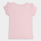Girls' Light Pink Cotton Round Neck Casual T-Shirt, Light Pink, small image number null