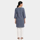 Women's Blue Printed Kurta, Dark Blue, small