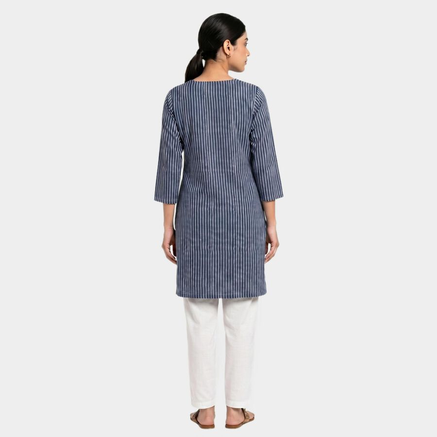 Women's Blue Printed Kurta, Dark Blue, large