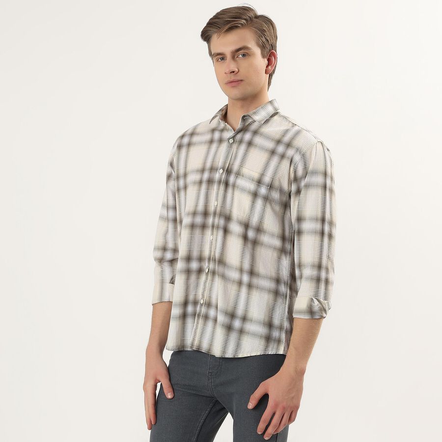 Men's Light Green Cotton Spread Collar Casual Shirt, हल्का हरा, large