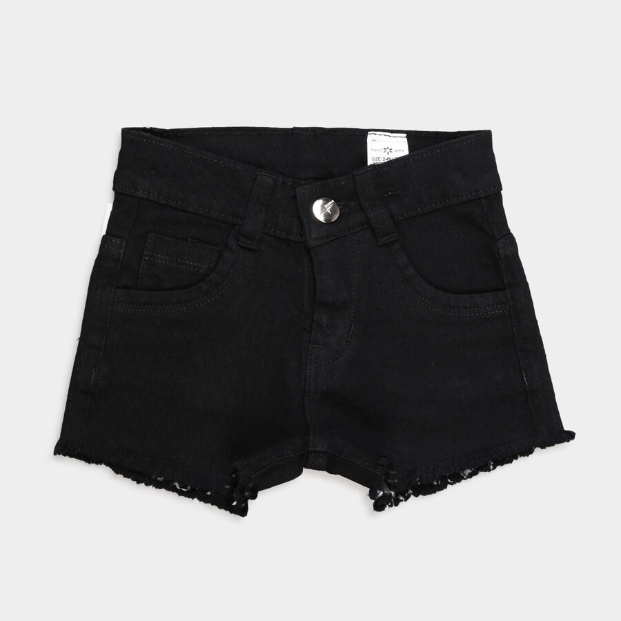 Girls Solid Shorts, Black, large image number null