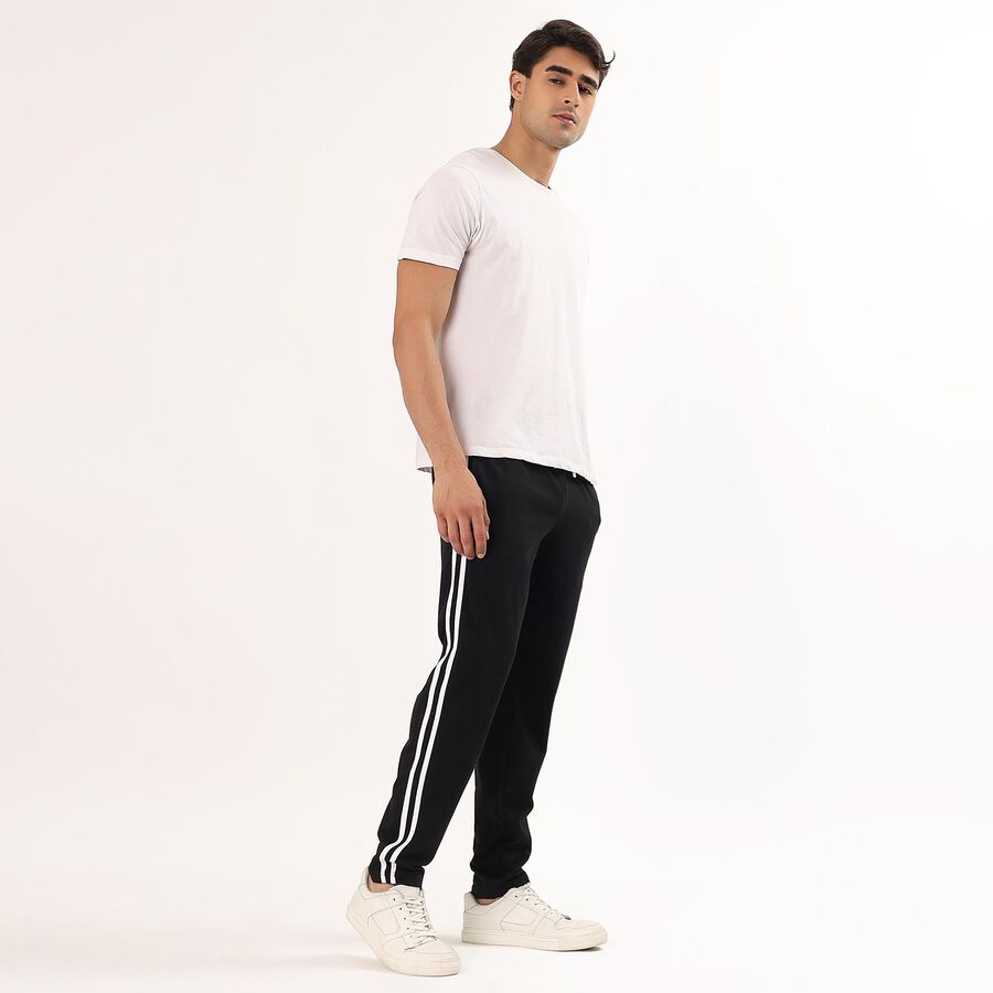 Men's Jet Black Regular Fit Basic Track Pants, Black, large image number null