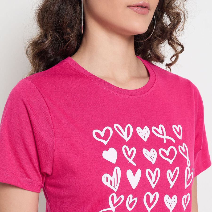 Ladies' Round Neck T-Shirt, रानी (फ्यूशिया), large image number null