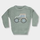 Infants Muted Sage Green Crew Neck Casual Pullover, गहरा हरा, small image number null