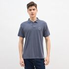 Men's Midnight Blue Cotton Polo Collar Classic T-Shirt, Mid Blue, small
