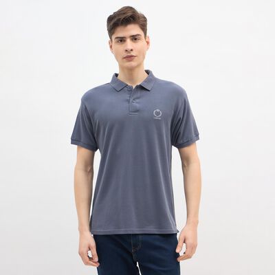 Men's Midnight Blue Cotton Polo Collar Classic T-Shirt