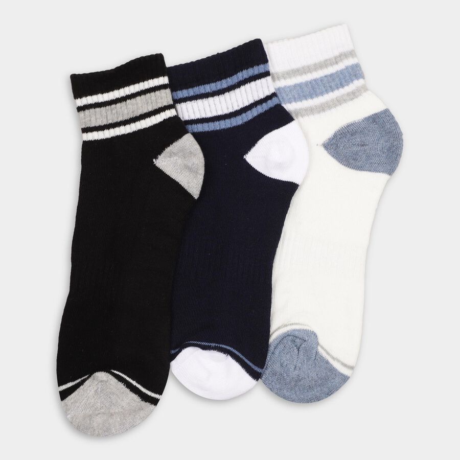 Men's Socks (Pack of 3), काला, large