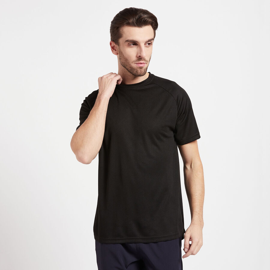 Solid Round Neck T-Shirt, Black, large image number null