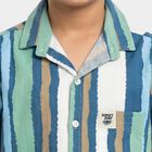 Boys' Green Cotton Camp Collar Casual Shirt, Light Green, small