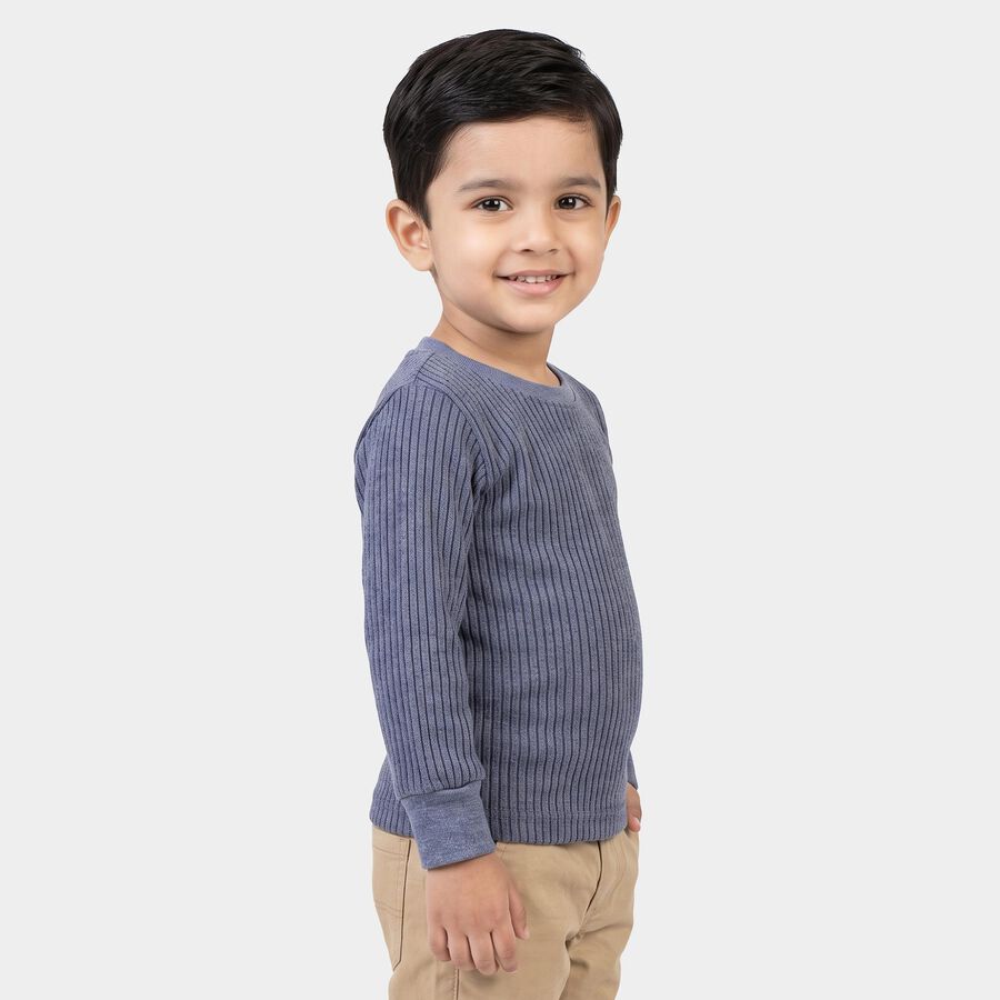 Boys' Blue Long Sleeve Thermal, मध्यम नीला, large