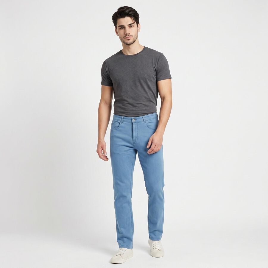 Men's Light Blue Slim Fit Clean Look Jeans, हल्का नीला, large