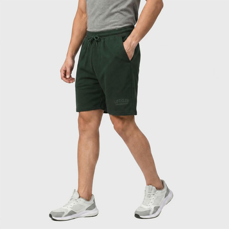 Men's Green Regular Fit Drawstring Bermuda Shorts, Dark Green, large