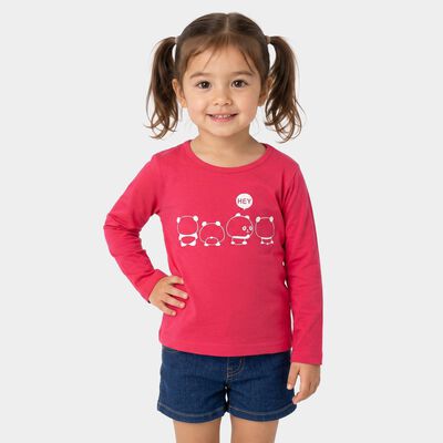Girls Fuchsia Round Neck Regular Top