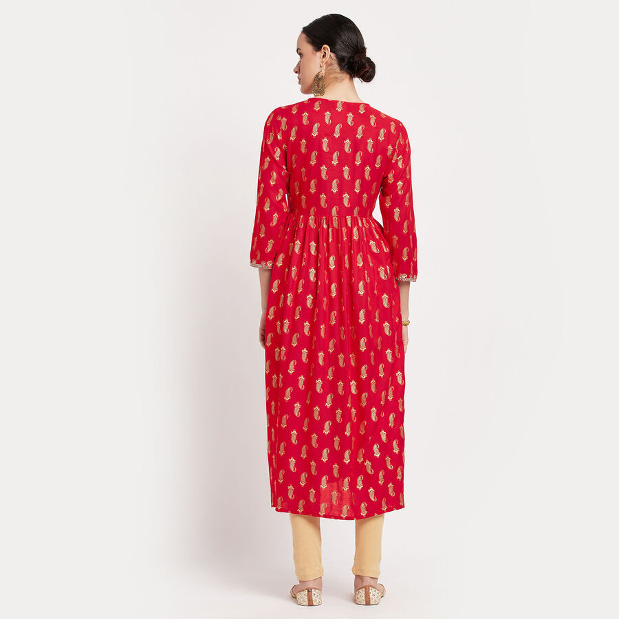 Embroidered Kurta, Red, large image number null