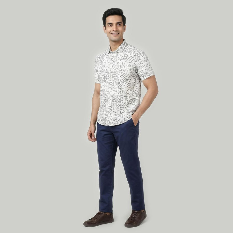 Men's Grey Cotton Half Sleeves Spread Collar Regular Fit Casual Shirt, हल्का ग्रे, large