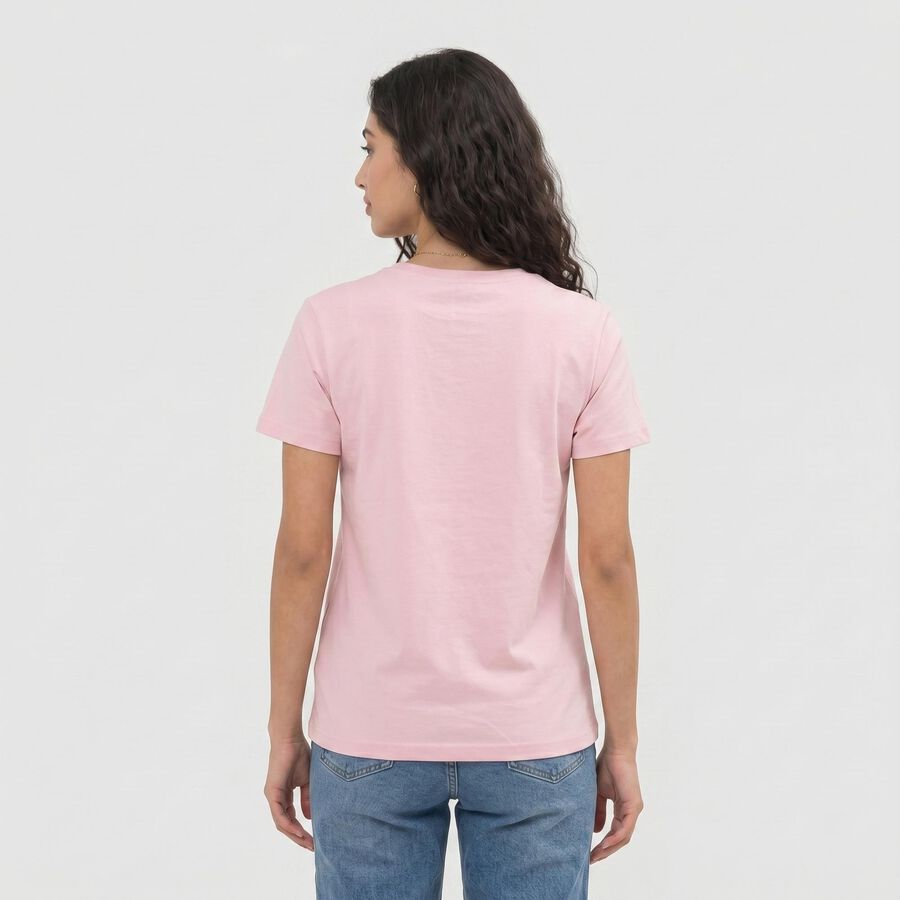 Women's Lilac Round Neck Regular T-Shirt, लाइलेक, large