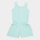 Girls Cotton Sleeveless Jumpsuit, Light Green, small image number null