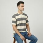 Men's Grey Round Neck Casual T-Shirt, Light Grey, small