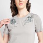 Embellished Round Neck T-Shirt, Dark Grey, small image number null
