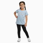 Girls Light Powder Blue Cotton Round Neck Casual T-Shirt, हल्का नीला, small