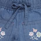 Girls' Light Blue Elasticated Fit Embroidered Jeans, Mid Blue, small image number null