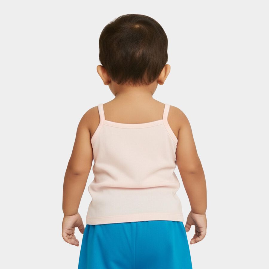Infants' Pink Cotton Round Neck Casual Vest, Light Pink, large