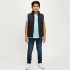 Boys Jet Black High Neck Casual Jacket, काला, small image number null