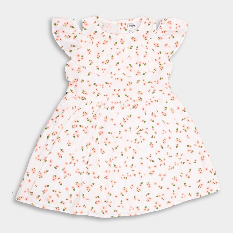 Girl's 100% Cotton Frock , Off White, large image number null