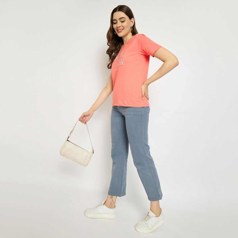 Ladies' Round Neck T-Shirt, Coral, large image number null