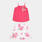 Solid Skirt Top Set, Pink, small image number null