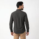 Men's Dark Grey Cotton Button-Down Collar Shirt, गहरा ग्रे, small