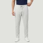 Men's Grey Straight Fit Drawstring Waist Track Pants, एक्रू मिश्रित, small